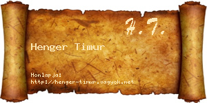 Henger Timur névjegykártya